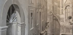 Laiptinės sienos tapyba Venecijos tema